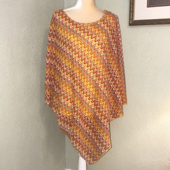 Joan Vass Tops - Joan Vass Sedona Multicolored Cape Top Large